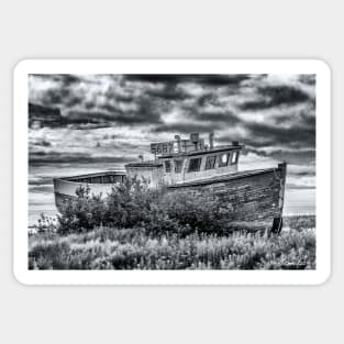 Old Fishing Boat in the Fishing Village of, Marie Joseph, Nova Scotia Sticker